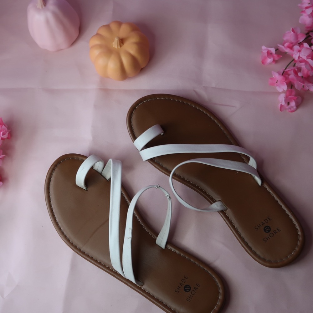 White and Tan Sandals Women